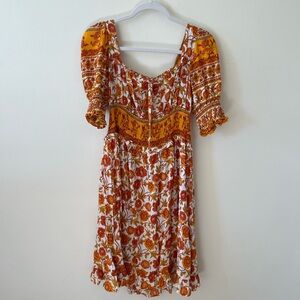Floral Bohemian Dress in Orange and White